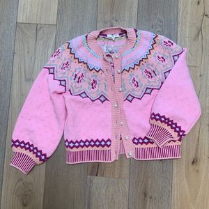 LoveShackFancy Honeypie Boyfriend Cardigan, Pink Pearl Size *LARGE*